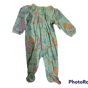 Teal dinosaur baby pjs